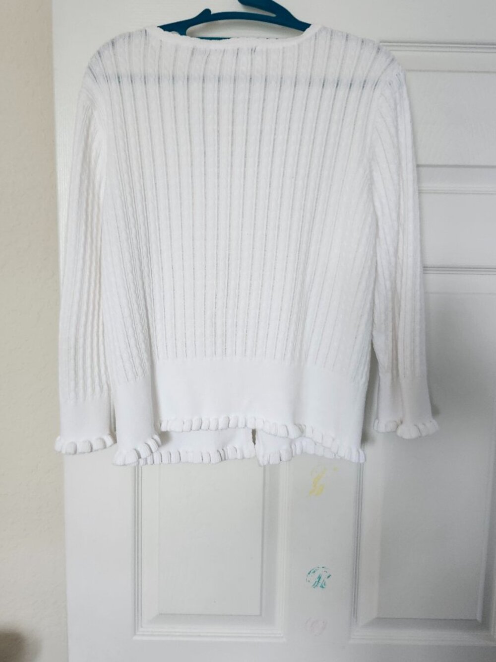 white button up sweater
